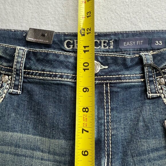 Grace In LA Women's Embroidered Easy Fit Boot Cut Stretch Blue Jeans Size 33 NWT - Picture 8 of 10